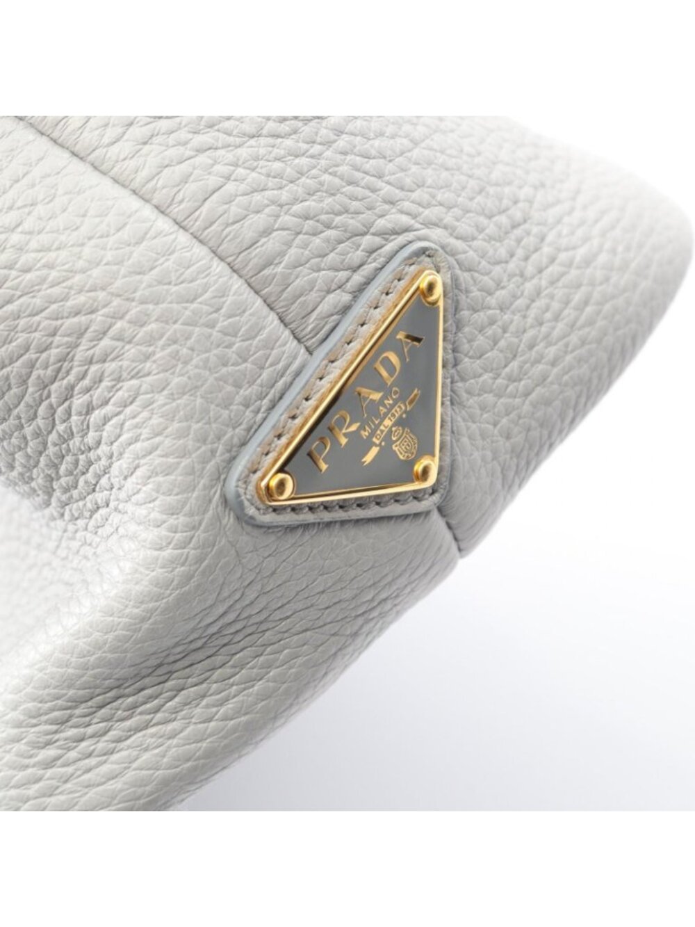 Prada Tote Vitello Daino Light Gray Leather Handbag - Picture 6 of 7